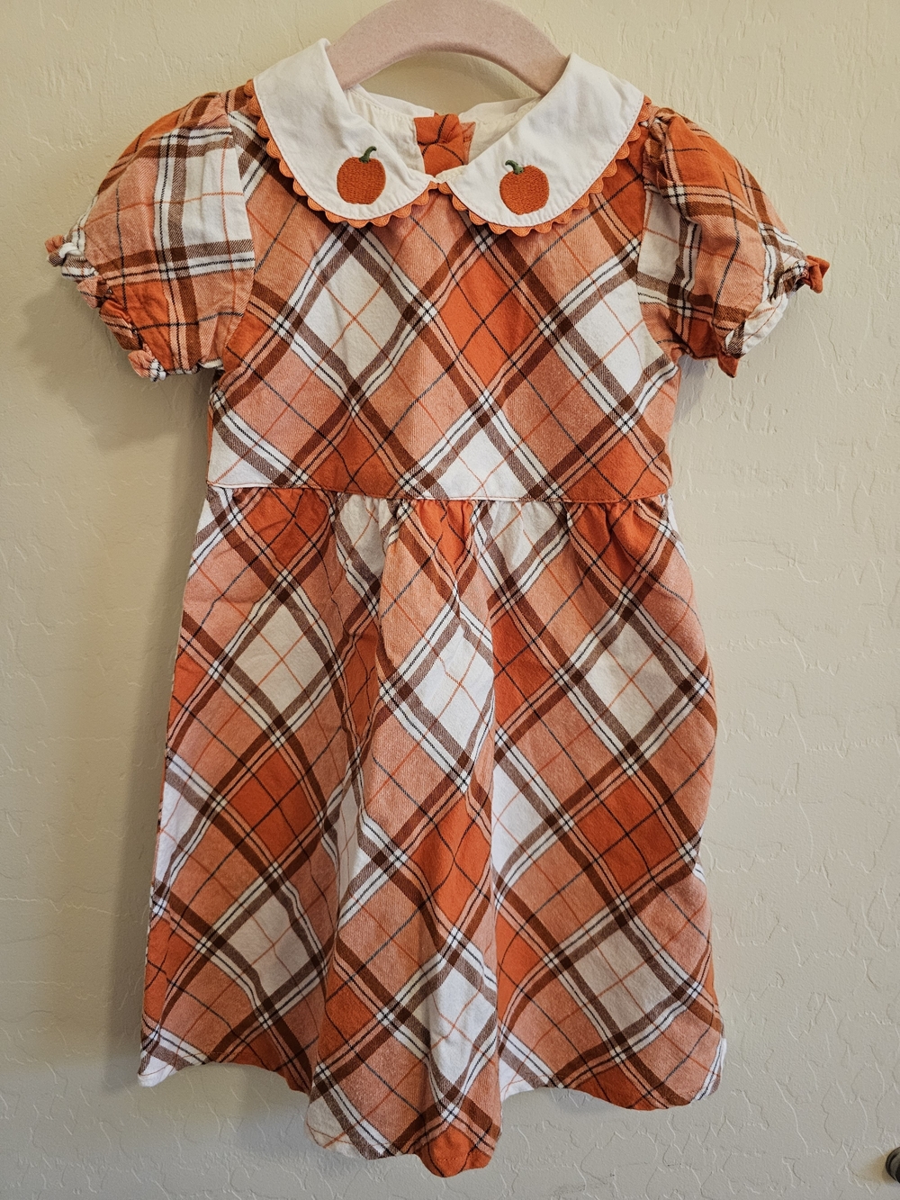 Gymboree Girls Fall Plaid Twill Peter Pan Dress Lil Pumpkin 3T